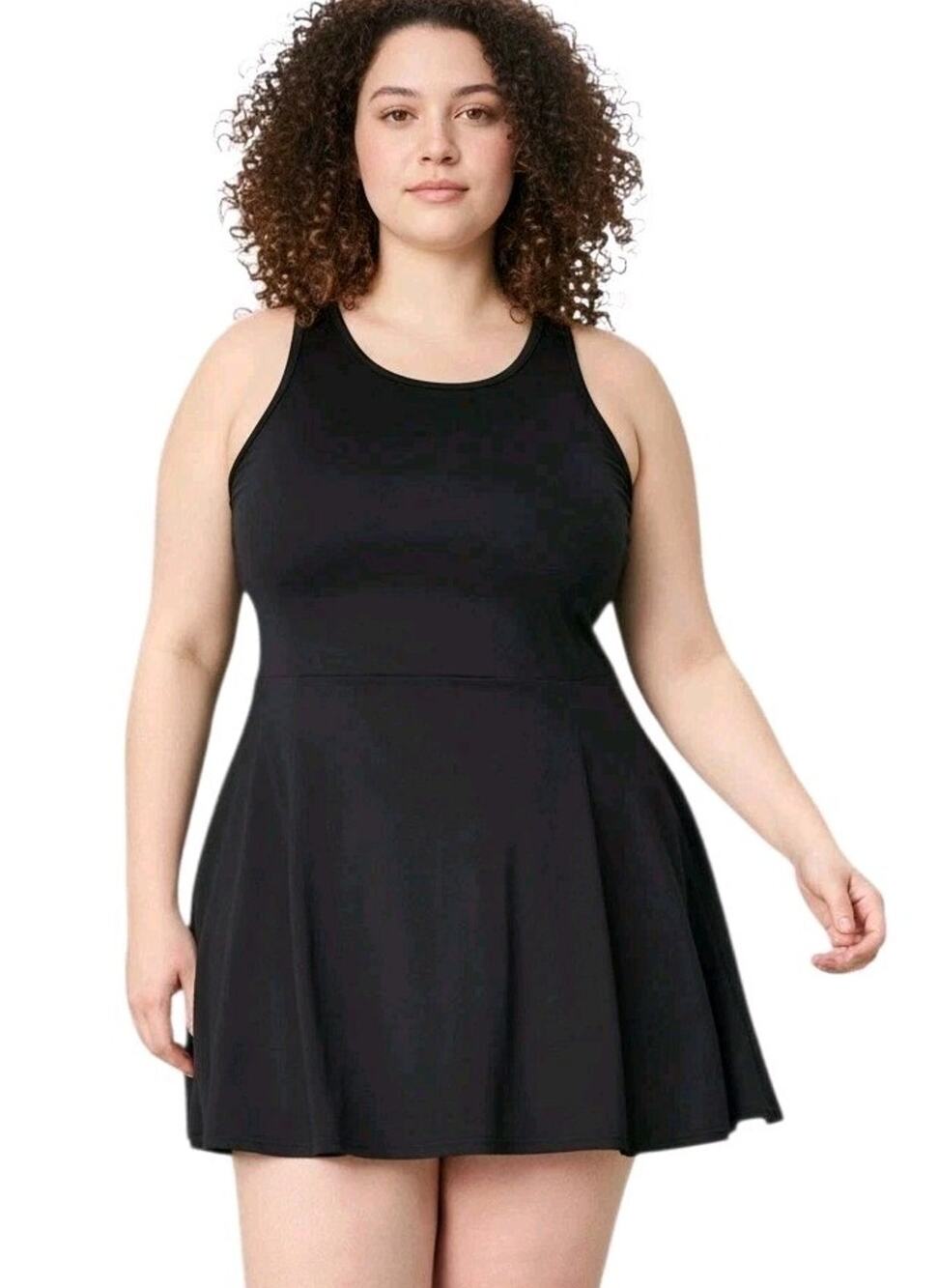 Xersion Women's XL Black Quick-Dri Built-in Bra Athletic Tennis Tank Dress $50